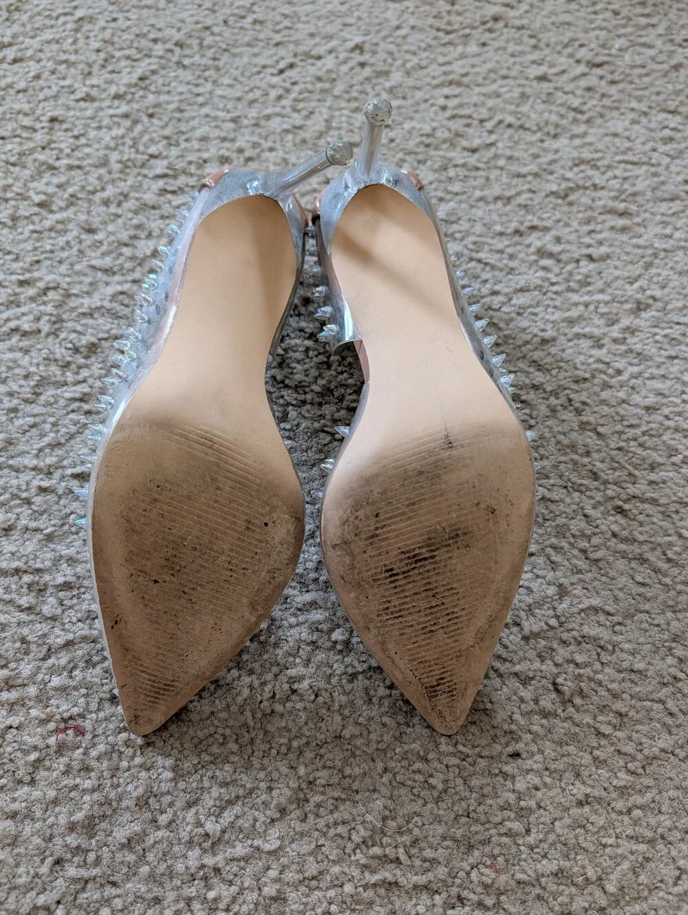 Steve Madden Tolima Clear Pointed Stiletto Pumps with Studs